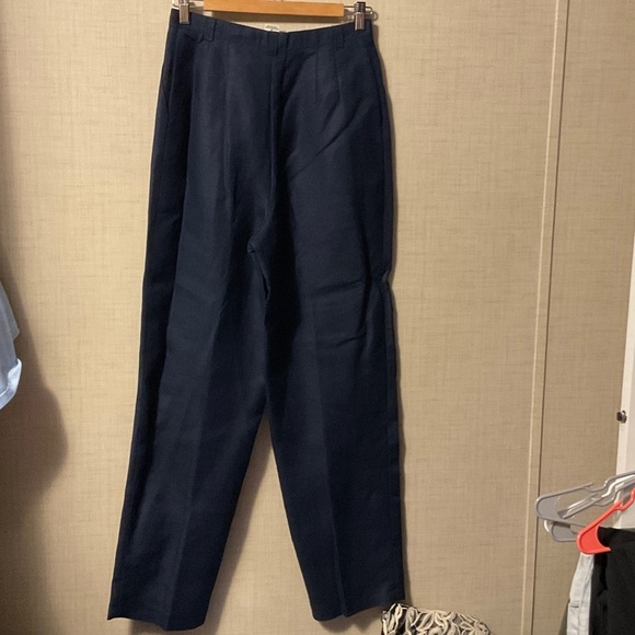 Elegant Navy Women's Straight Leg Pants - Picture 2 of 4